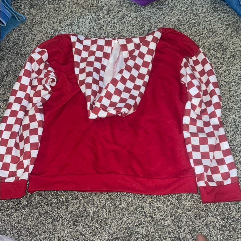Kids Red Checkered Hoodie - Picture 6 of 6